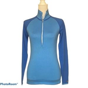 Columbia two tone blue cotton knit half zip sweater XS